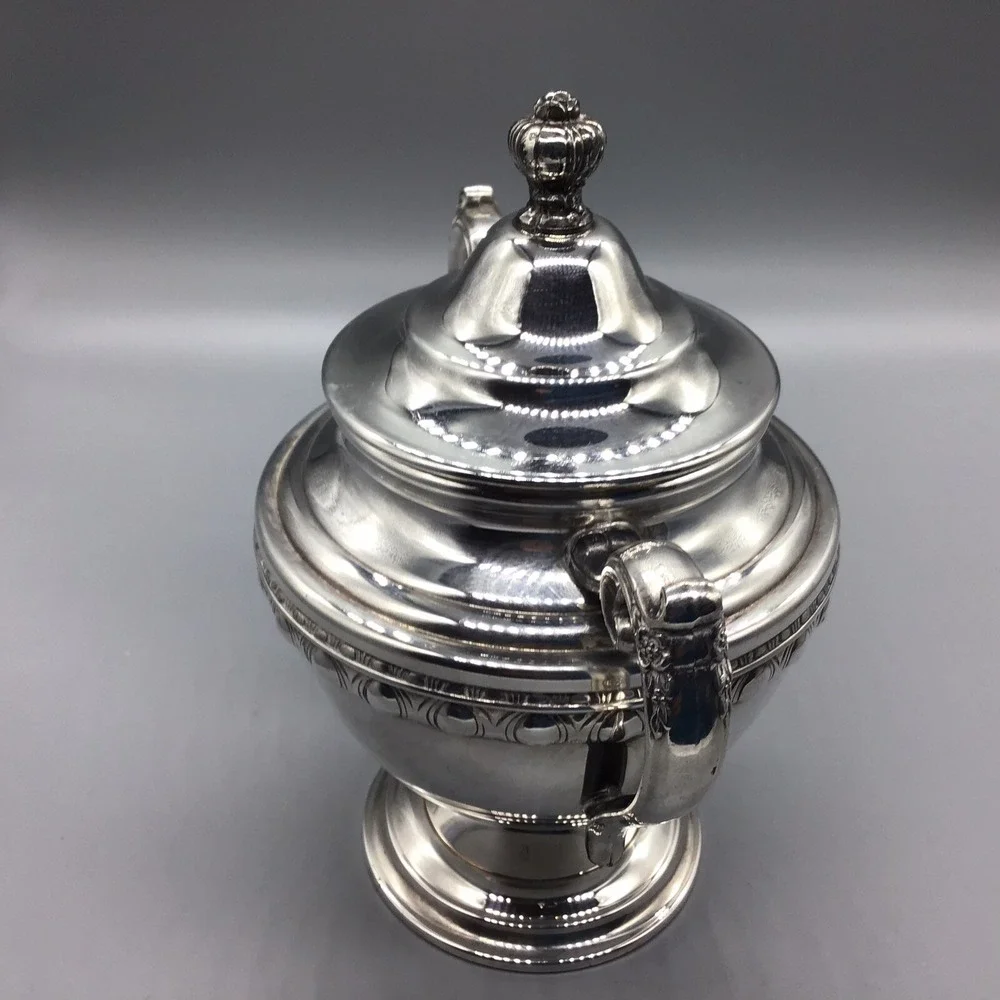 Vintage Wm Roger & Bros, 4 Pc Coffee Serving Set w/‎ Round Plater, Dent On Pot